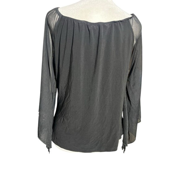 Y2K Anna Blouse Lace Up Front Black Whimsigoth Grunge Witchy Lightweight Sz 1X - Picture 10 of 16